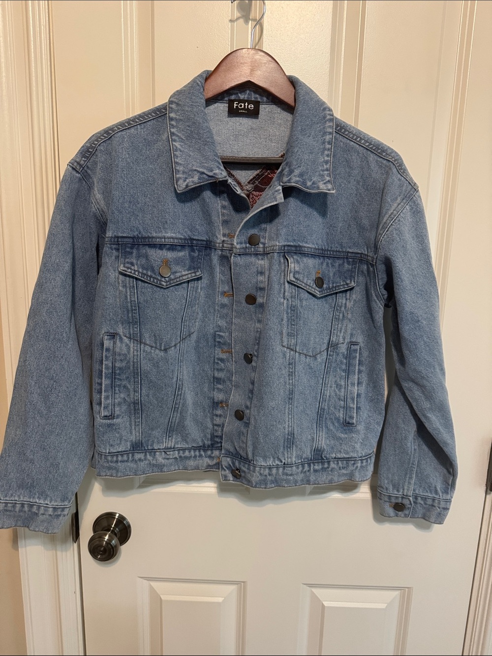 Jacquard heart denim trucker jacket - Picture 3 of 7